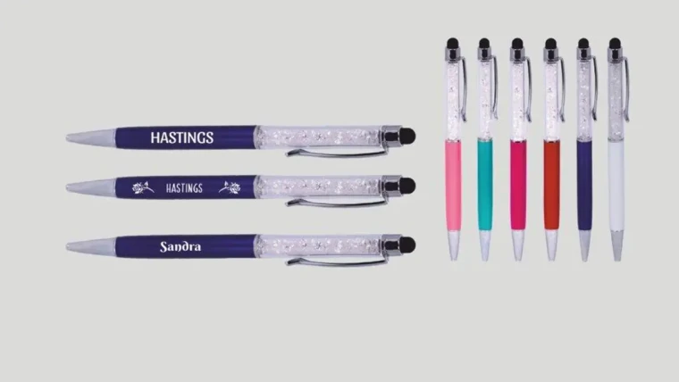 Crystal Metal Pen with rubber tip – personalised